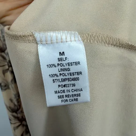 Polagram/Pink Blush Cream Floral Smocked Lined Midi Dress Size Medium - Picture 6 of 7